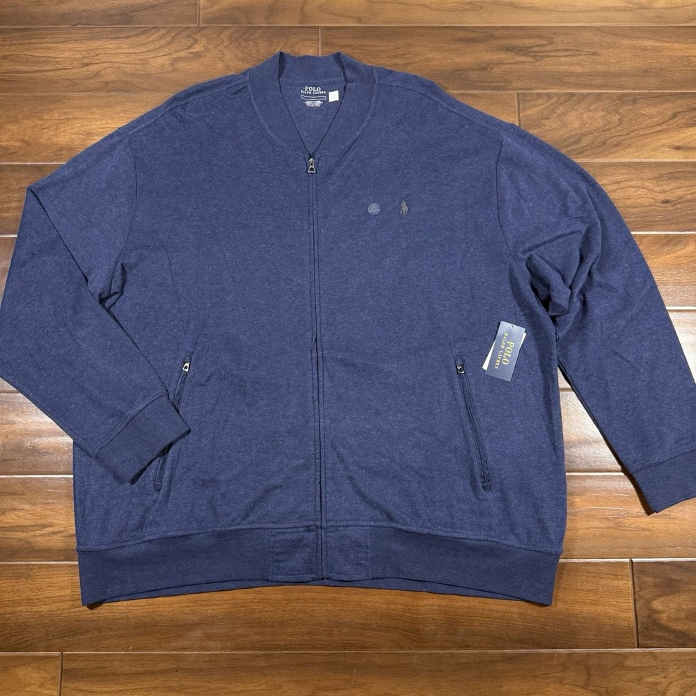 Polo Ralph Lauren Men's Size 3XB Blue Luxury‎ Jersey Baseball Zip Up Jacket